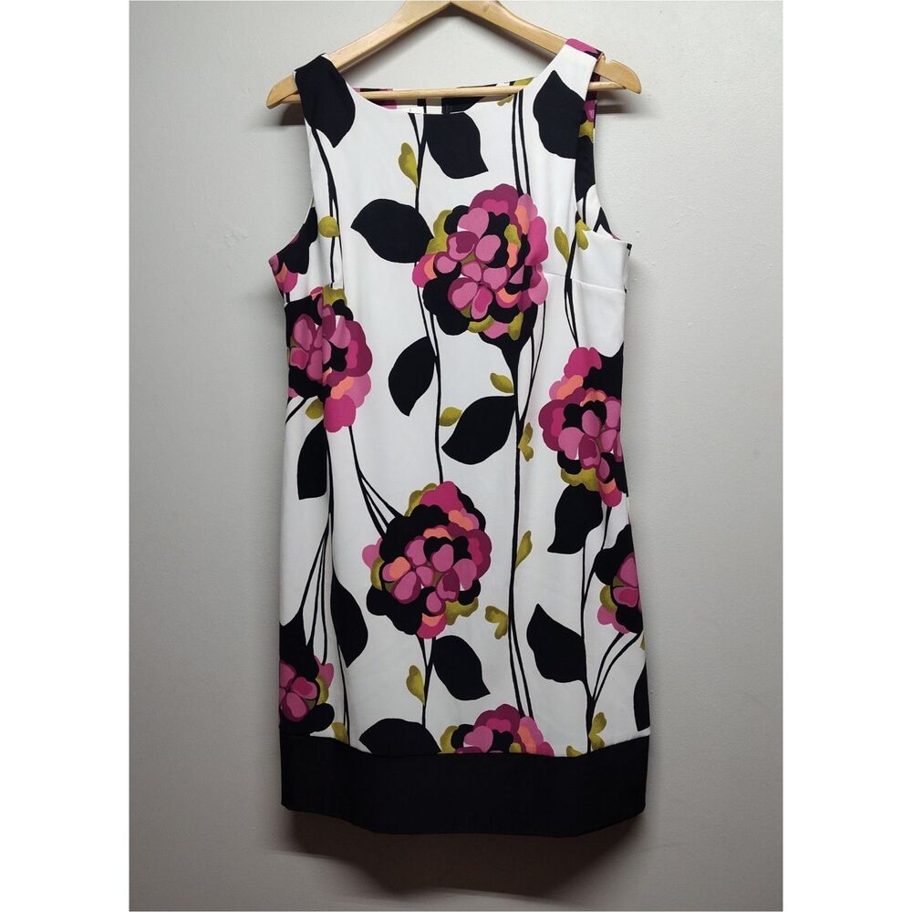 Kim Rogers Mini Dress Women 16 White Pink Floral Sleeveless Modest Romantic